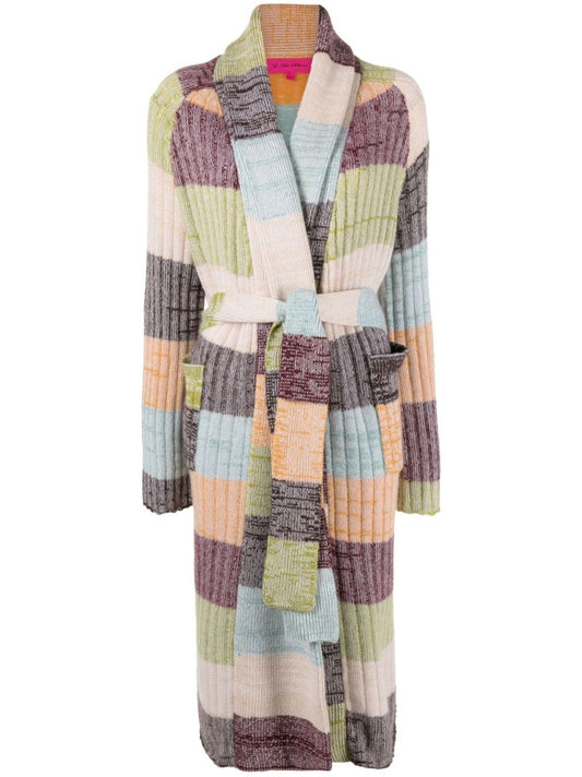 Green Oasis Striped Cashmere Cardigan