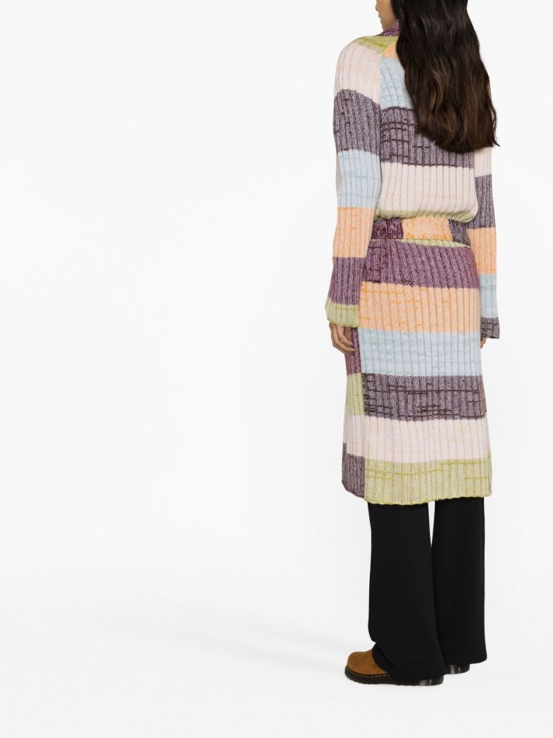 Green Oasis Striped Cashmere Cardigan