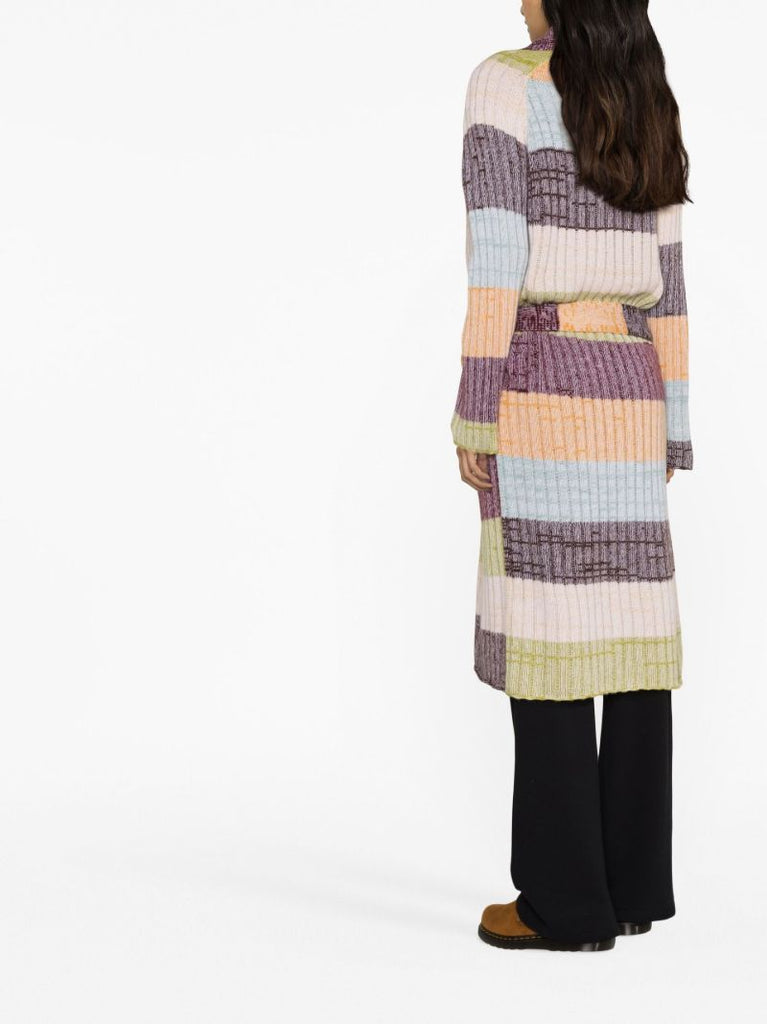 Green Oasis Striped Cashmere Cardigan