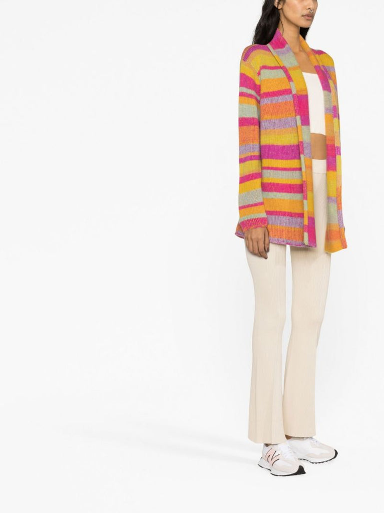 Orange Striped Cashmere Cardigan