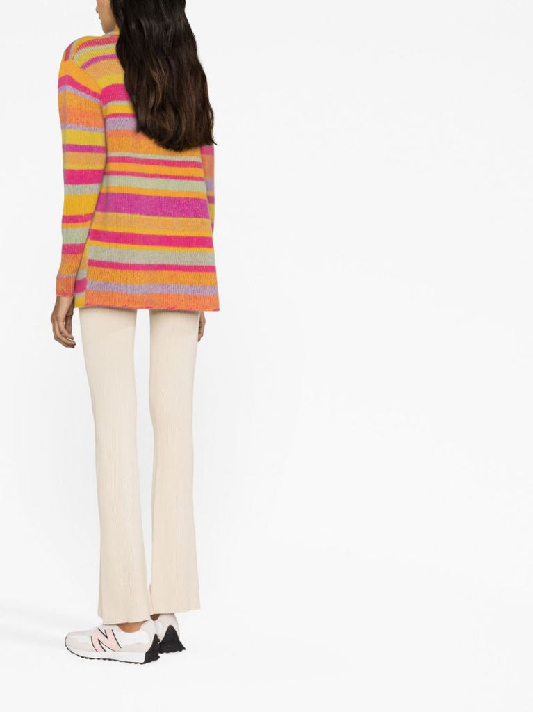 Orange Striped Cashmere Cardigan