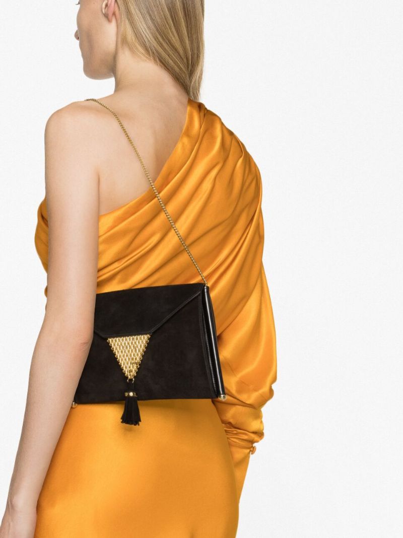 Black Downtown Suede Envelope Clutch Bag