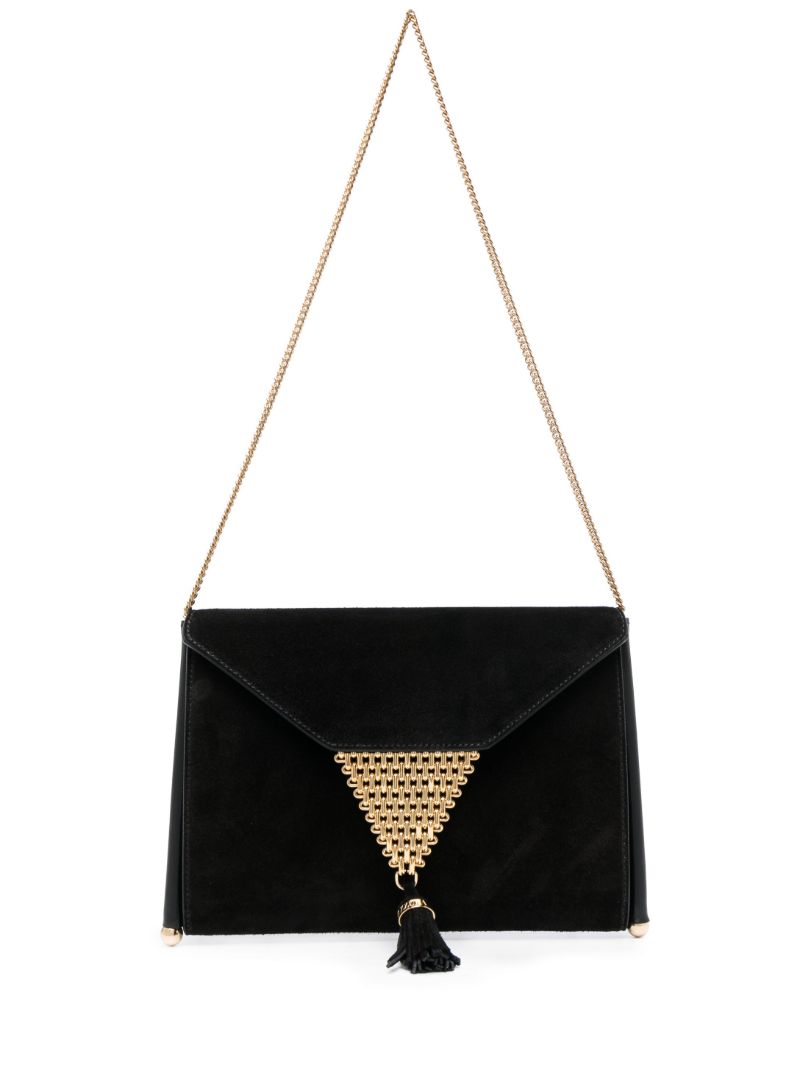 Black Downtown Suede Envelope Clutch Bag