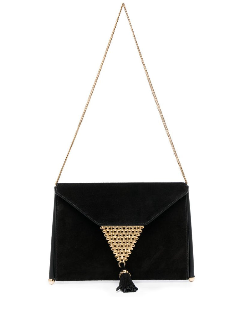 Black Downtown Suede Envelope Clutch Bag