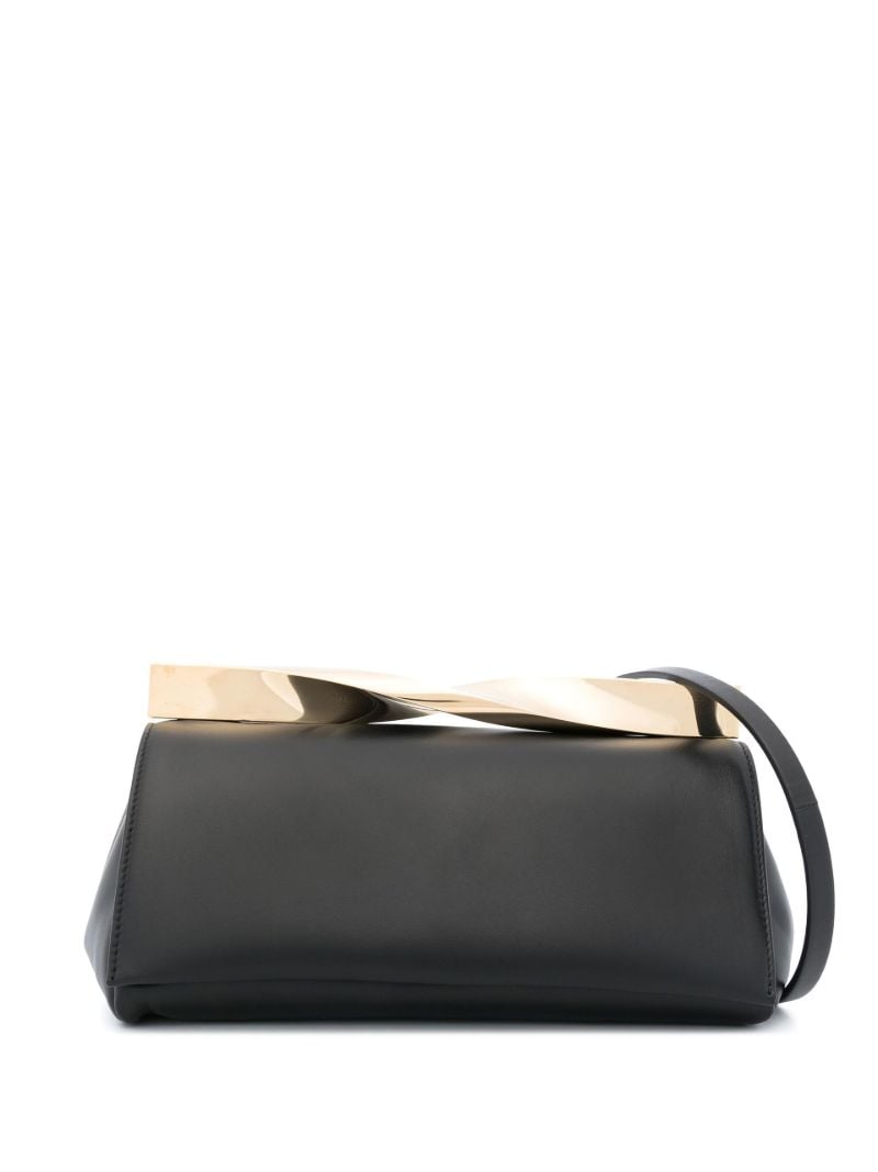 Black Twist Leather Clutch