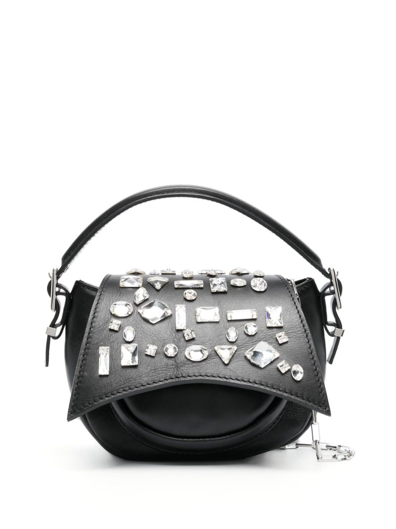 Black Kiks Crystal-embellished Mini Shoulder Bag