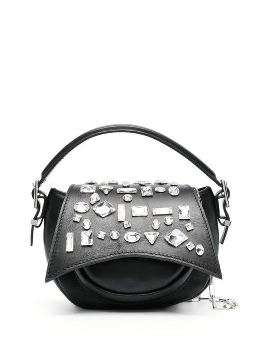 Black Kiks Crystal-embellished Mini Shoulder Bag