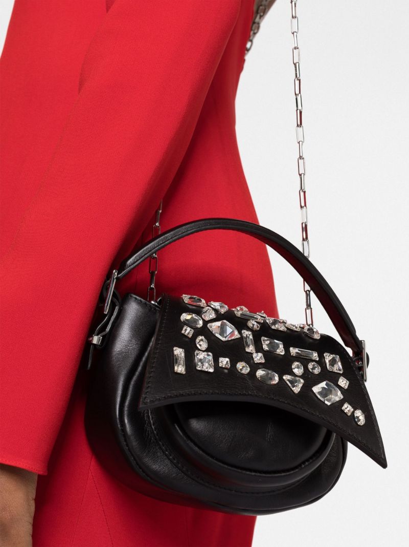 Black Kiks Crystal-embellished Mini Shoulder Bag