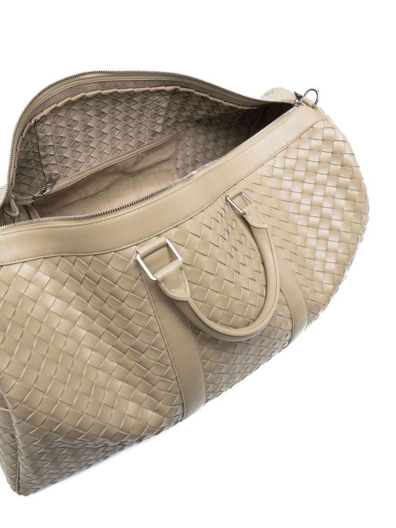 Grey Large Classic Leather Duffle Bag