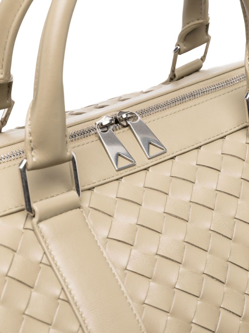 Grey Large Classic Leather Duffle Bag