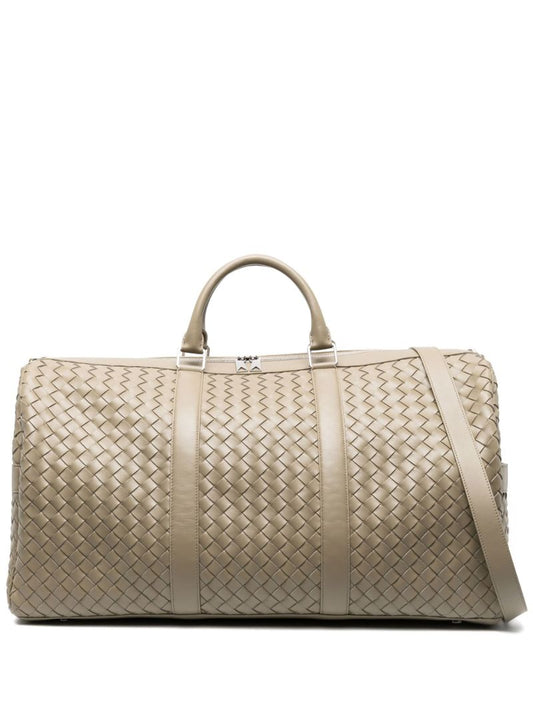 Grey Large Classic Leather Duffle Bag