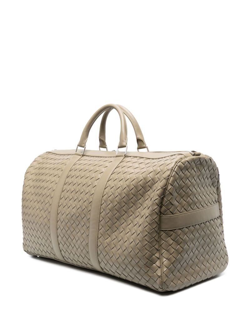 Grey Large Classic Leather Duffle Bag