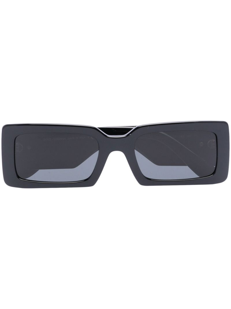 Black Rectangle-frame Tinted Sunglasses
