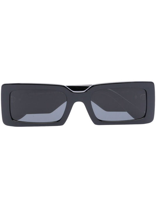 Black Rectangle-frame Tinted Sunglasses