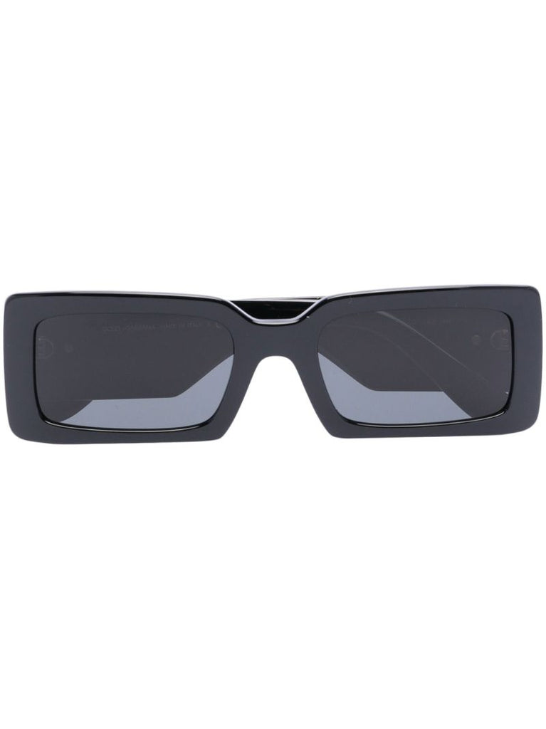 Black Rectangle-frame Tinted Sunglasses