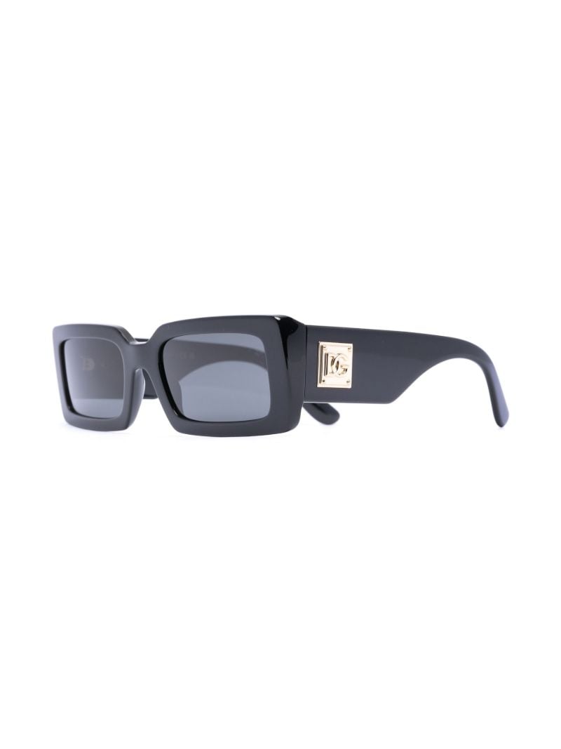 Black Rectangle-frame Tinted Sunglasses