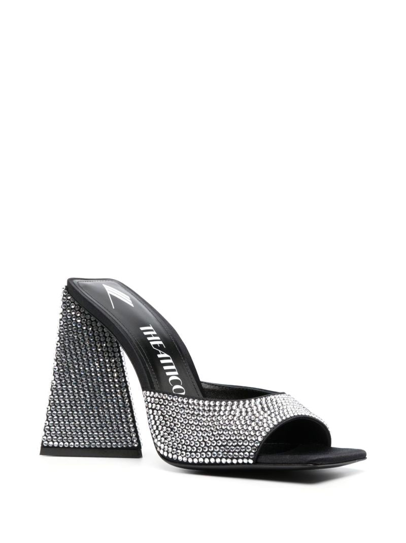 Black Devon 115 Crystal Leather Mules