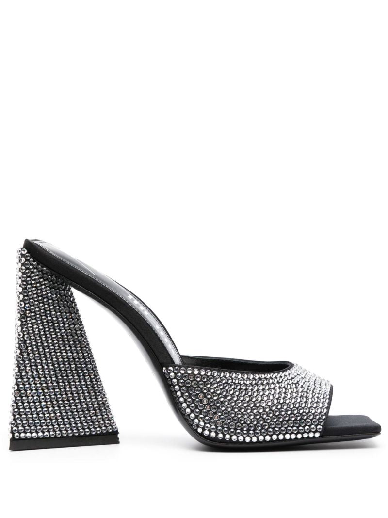 Black Devon 115 Crystal Leather Mules