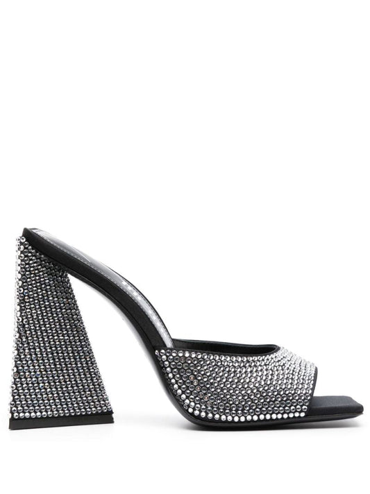 Black Devon 115 Crystal Leather Mules