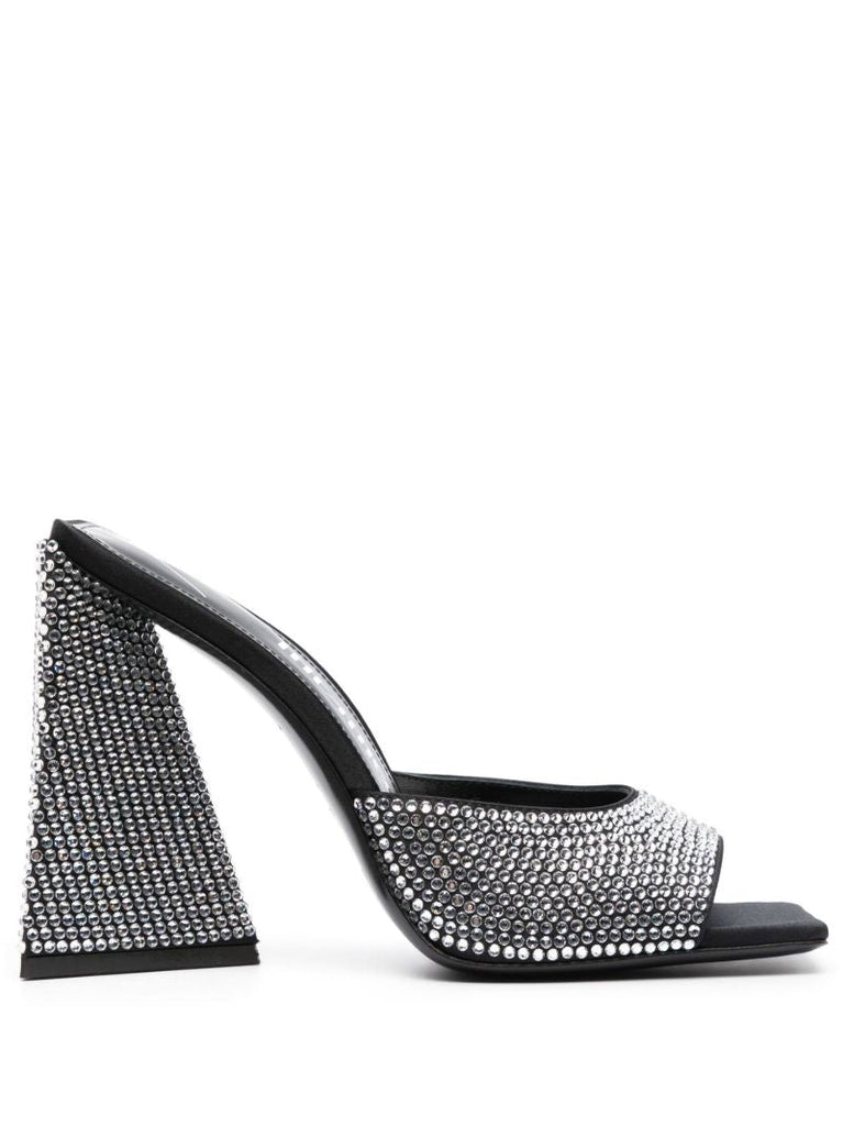 Black Devon 115 Crystal Leather Mules