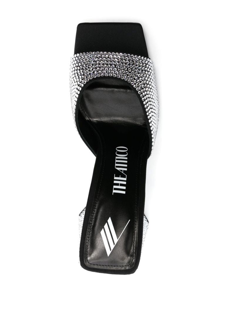 Black Devon 115 Crystal Leather Mules