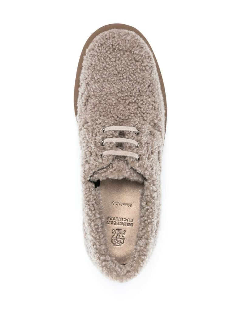 Neutral Shearling Derby Shoes