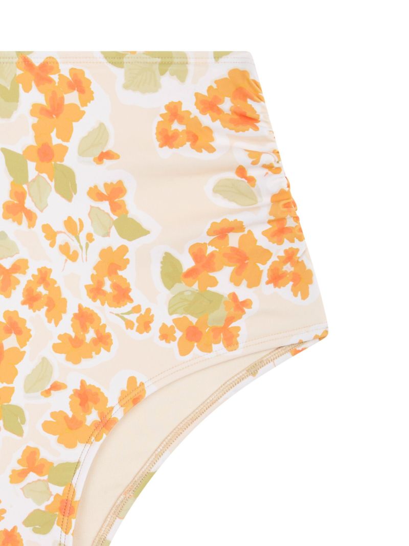 White Lilium High Waisted Bikini Bottoms