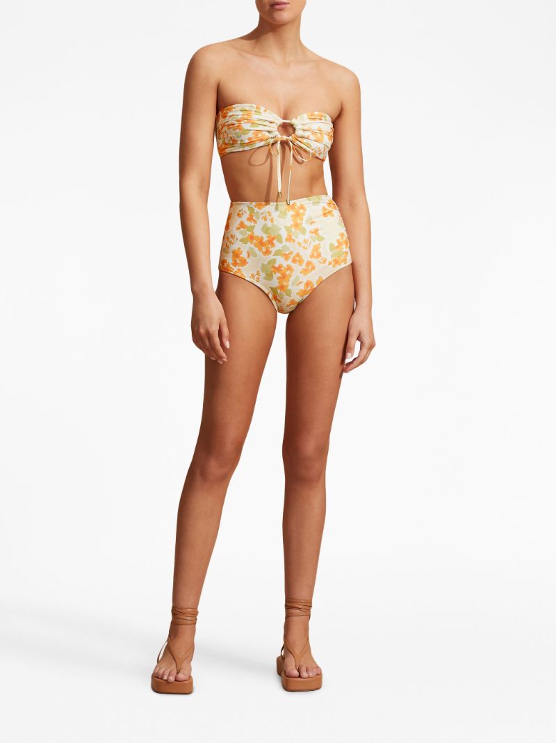 White Lilium High Waisted Bikini Bottoms