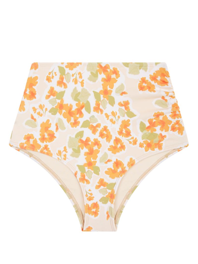 White Lilium High Waisted Bikini Bottoms