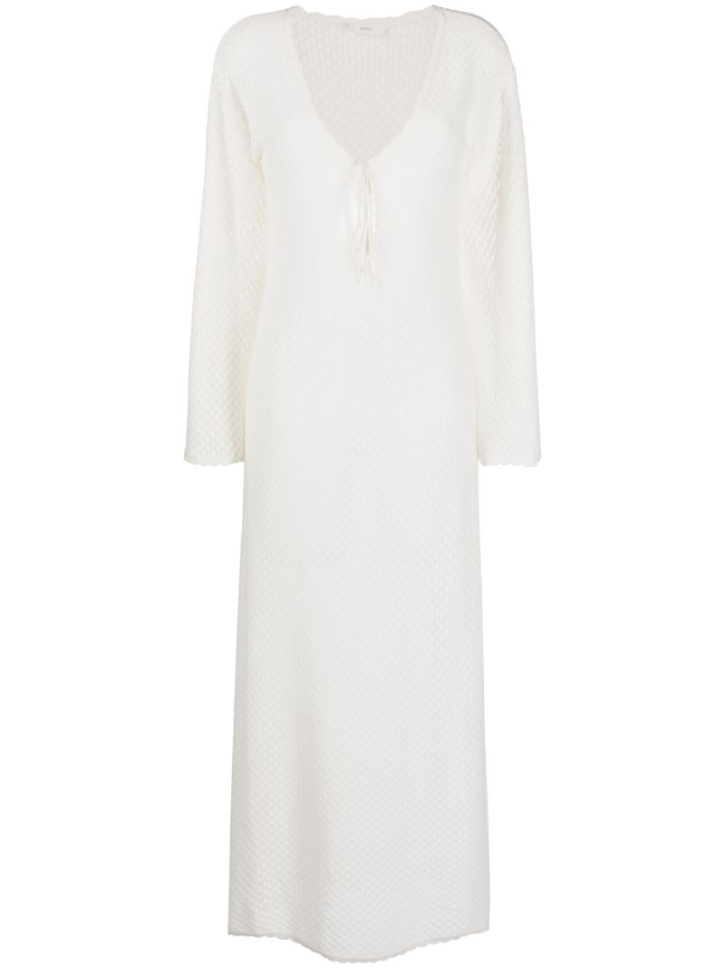 White Crochet Knit Maxi Dress