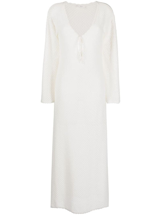 White Crochet Knit Maxi Dress