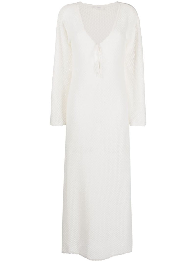 White Crochet Knit Maxi Dress