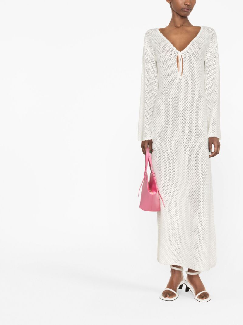White Crochet Knit Maxi Dress