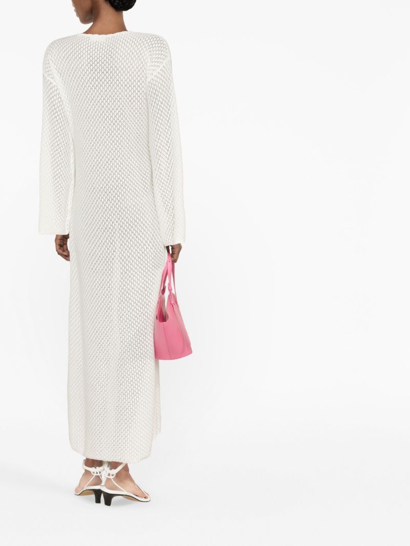 White Crochet Knit Maxi Dress