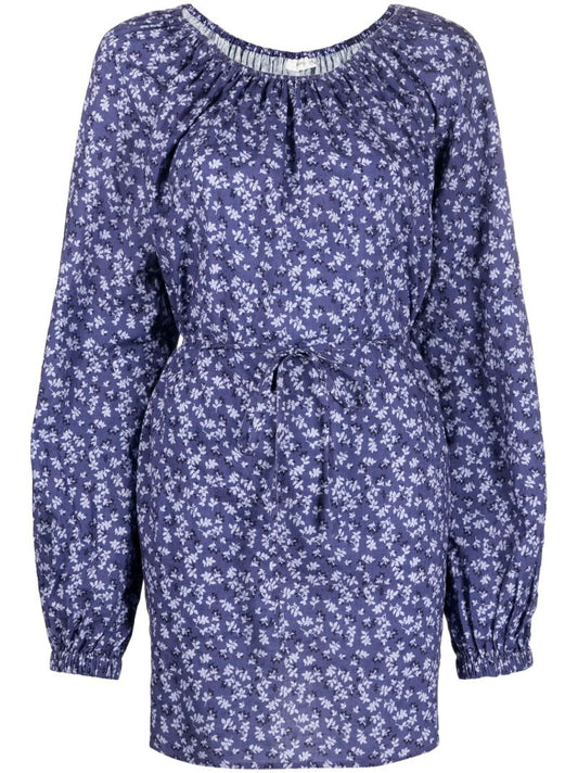 Purple Afterswim Floral Print Mini Dress