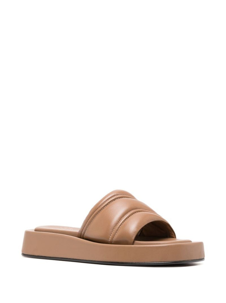 Brown Padded Flatform Slides