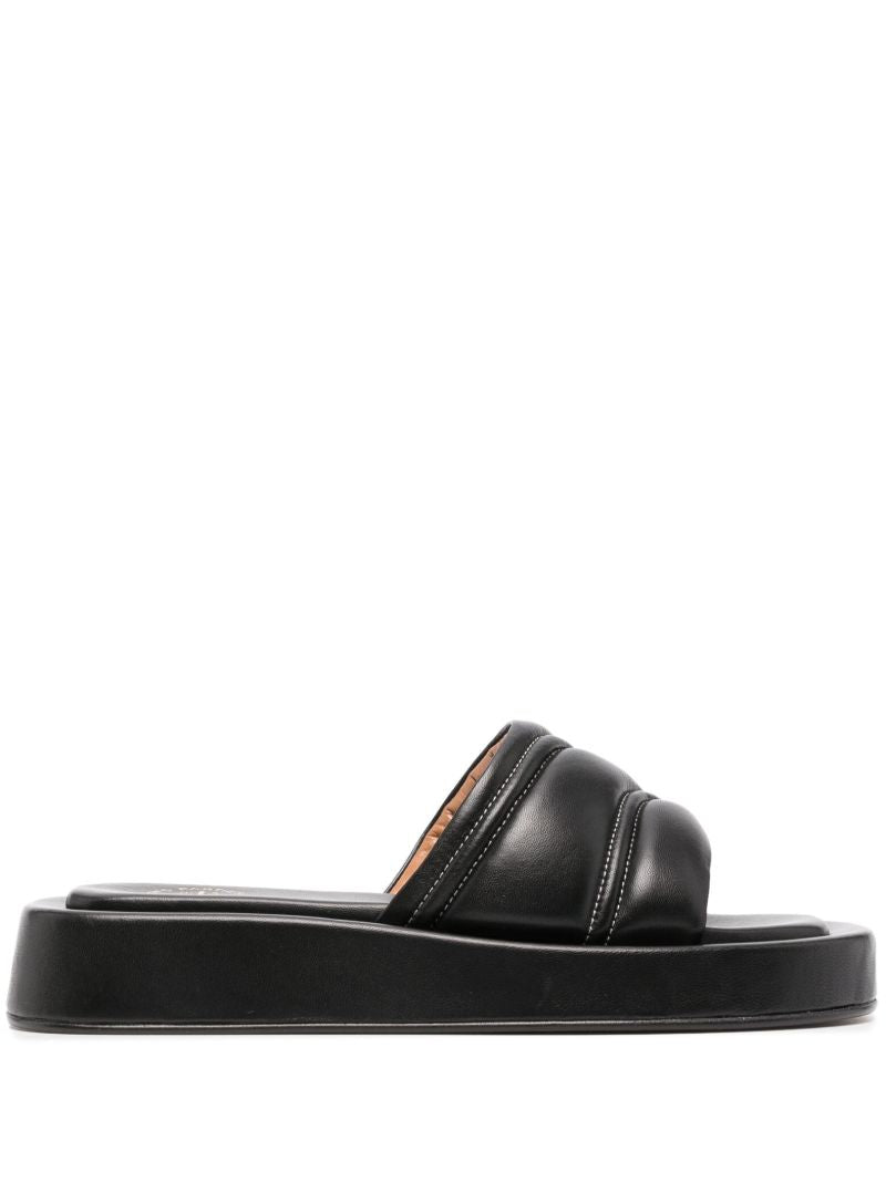 Black Padded Flatform Slides
