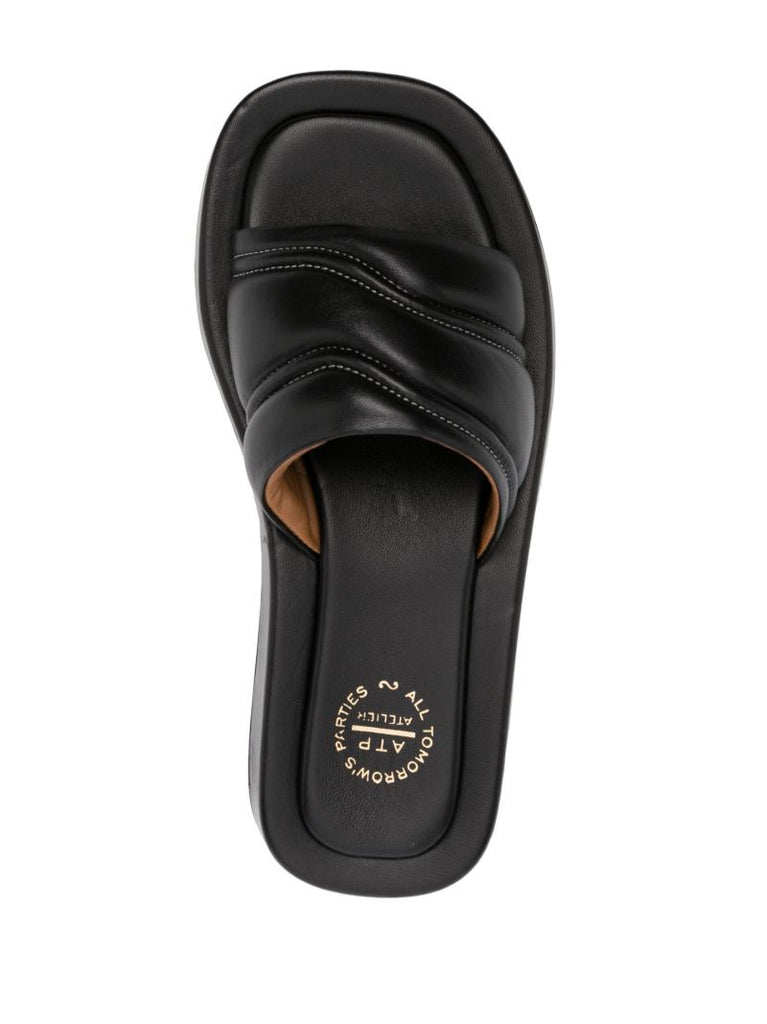 Black Padded Flatform Slides