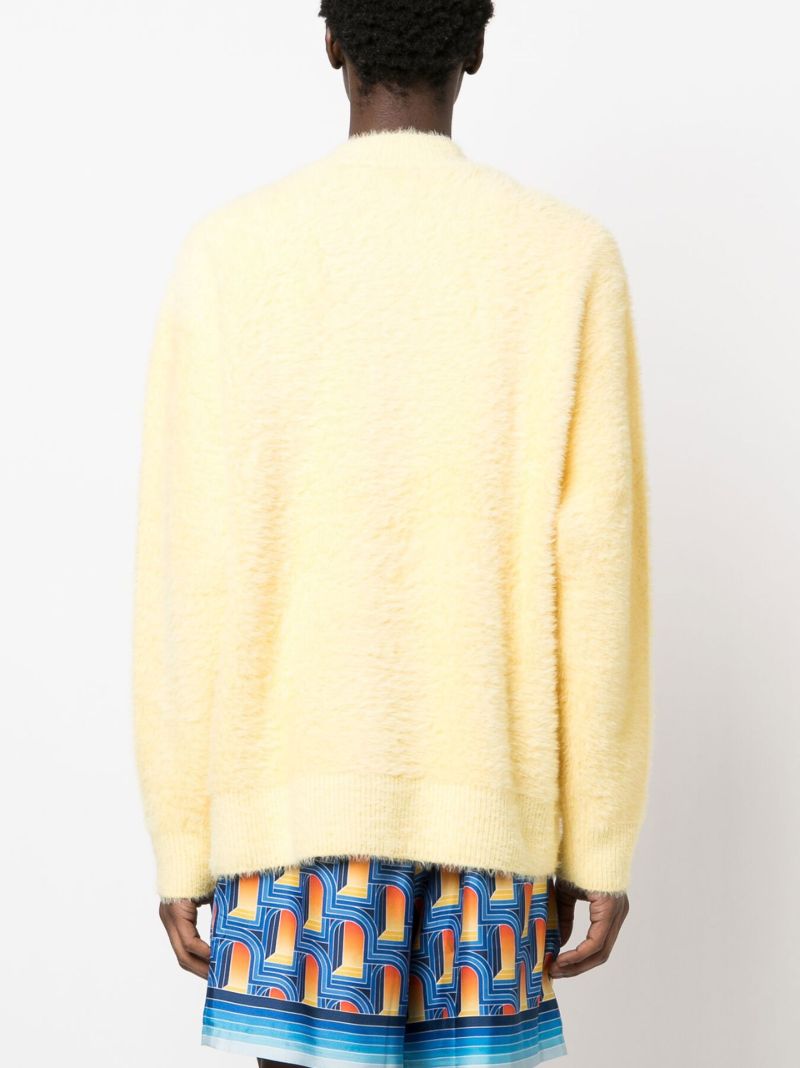 Yellow Star Motif Brushed Sweater
