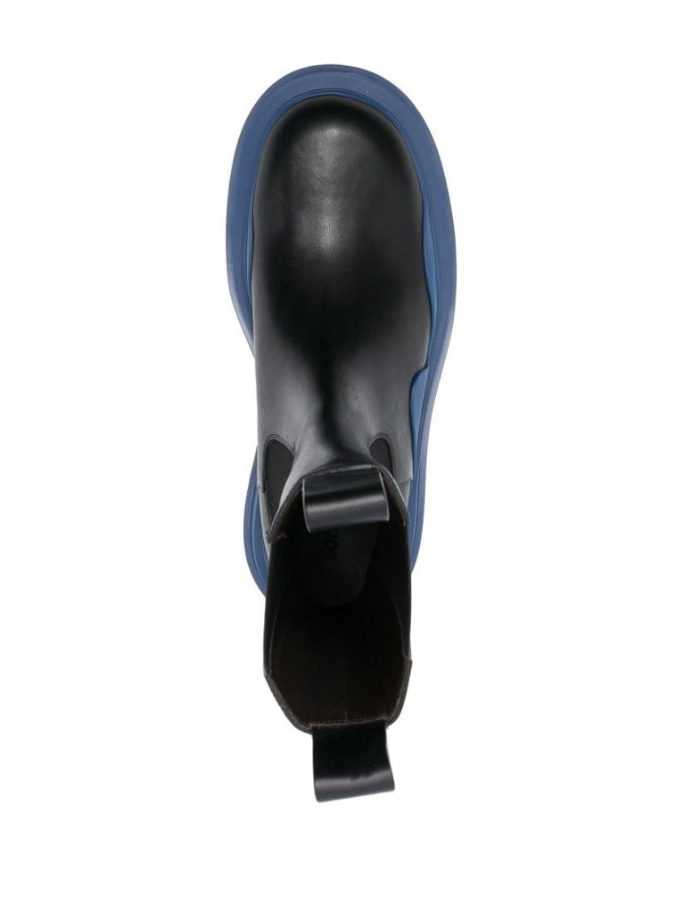 Black Tire Leather Chelsea Boots