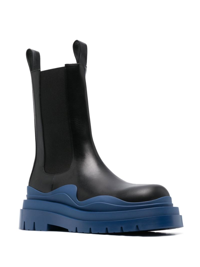 Black Tire Leather Chelsea Boots