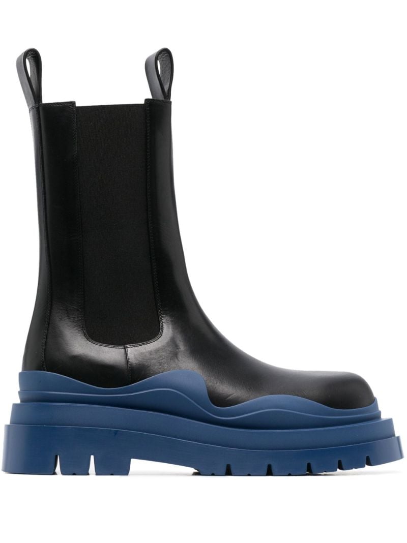 Black Tire Leather Chelsea Boots