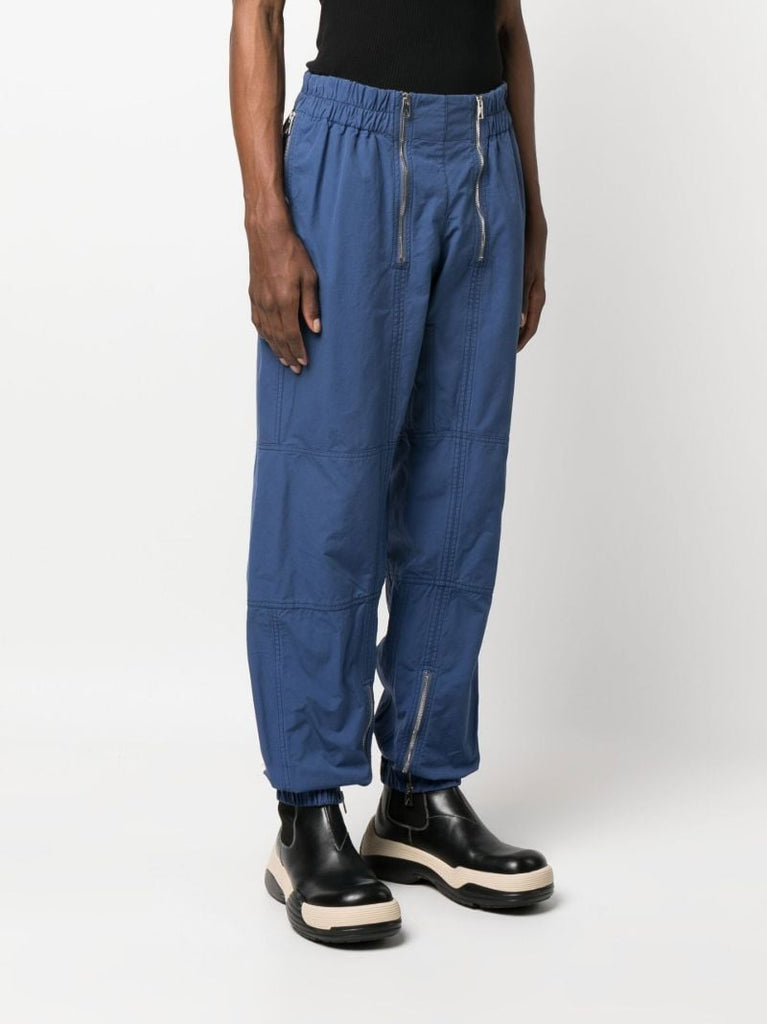 Blue Cotton Multi-zip Track Pants