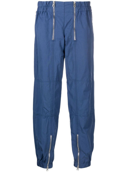 Blue Cotton Multi-zip Track Pants