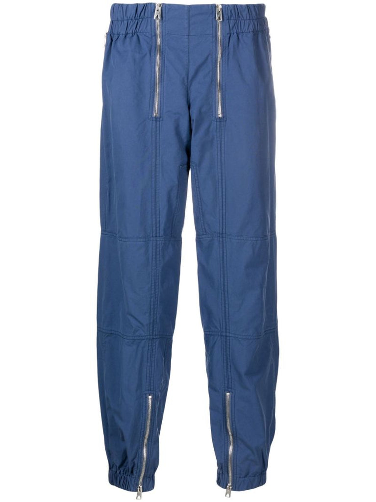 Blue Cotton Multi-zip Track Pants
