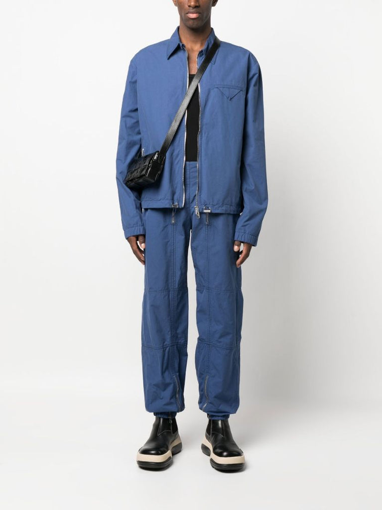 Blue Cotton Multi-zip Track Pants