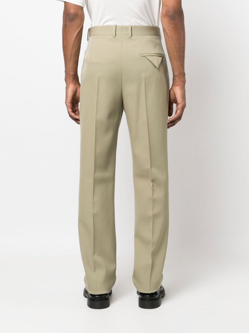 Green Straight Leg Wool Chinos