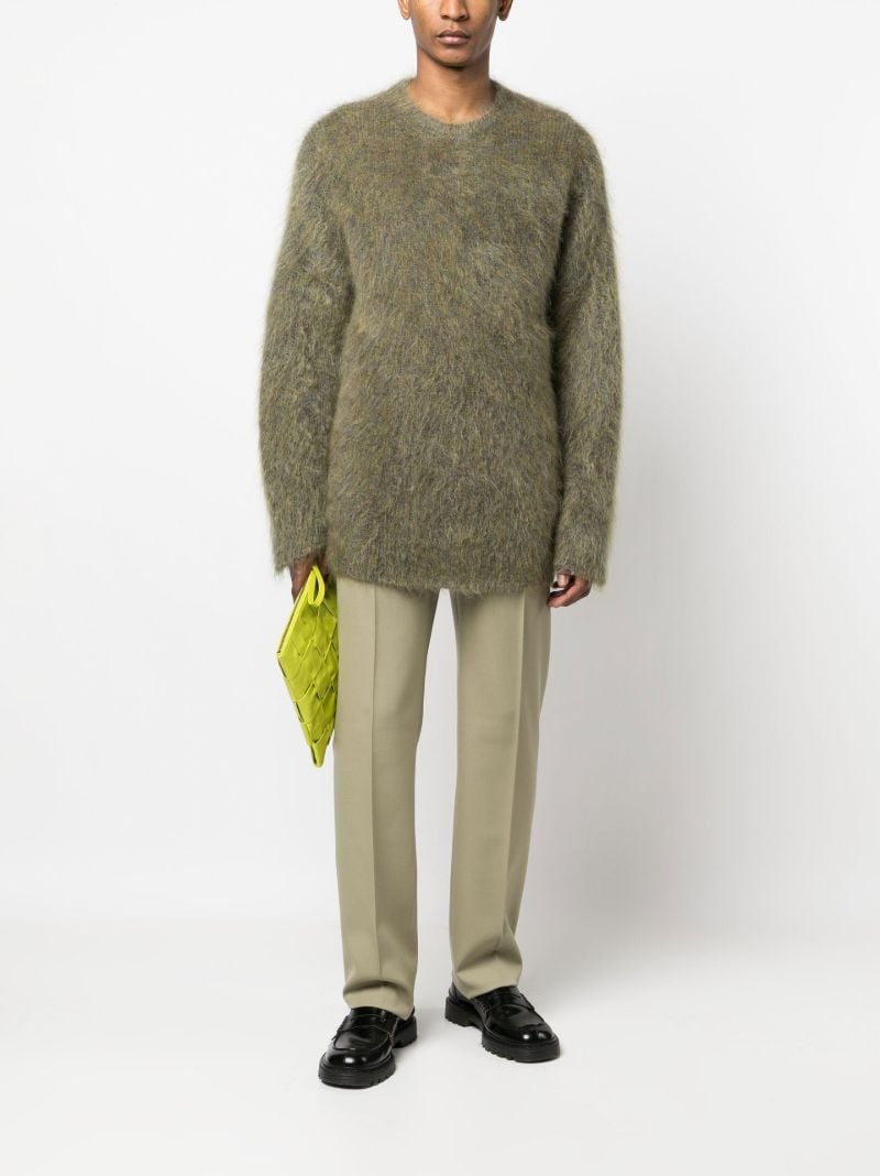 Green Straight Leg Wool Chinos