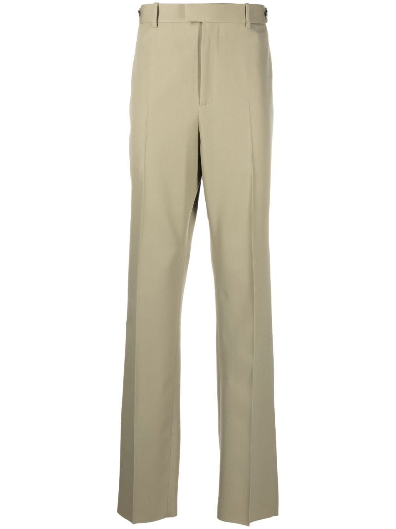 Green Straight Leg Wool Chinos
