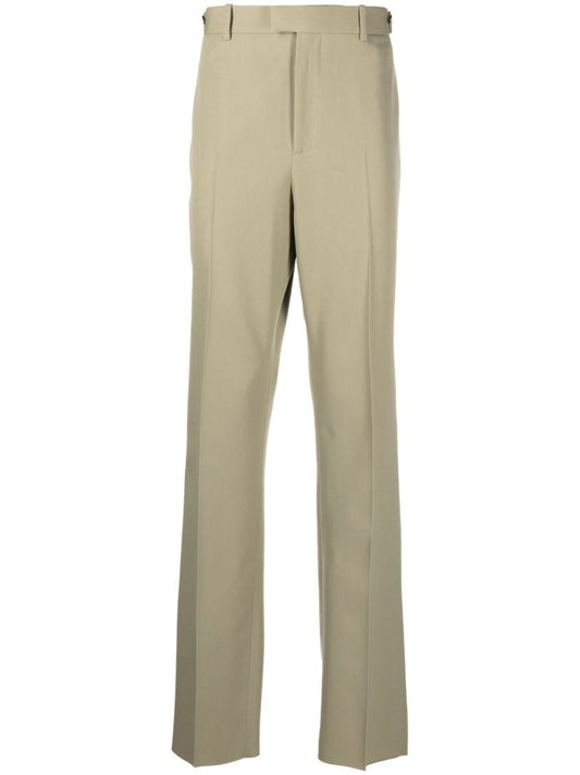 Green Straight Leg Wool Chinos